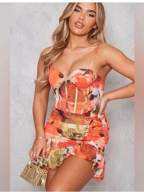 PrettyLittleThing | Dresses | Burnt Orange Chevron Print Lace Maxi Dress |  Poshmark